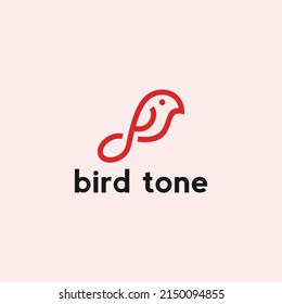 music bird logo design vector illustration