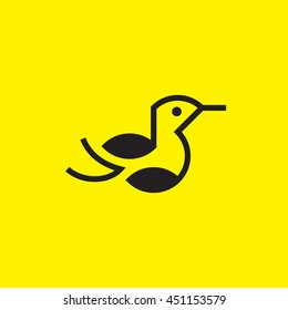 music bird in minimal line style vector logo