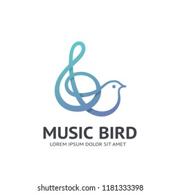 Music bird and treble clef vector icon.