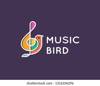 Music bird and treble clef vector icon.