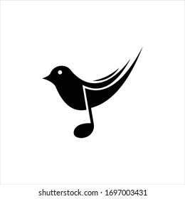 Music bird and treble clef vector icon.