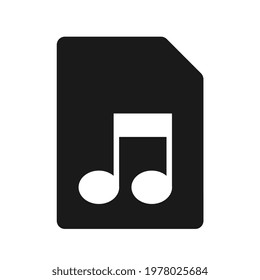 Music Black File Icon, Flat Design Style