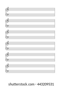 Music blank note stave.  Vertical music books.