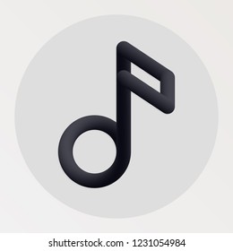 Music blended bold black line icon. Vector illustration of music note shape fluid pictogram in a circle over white background for your graphic and web design