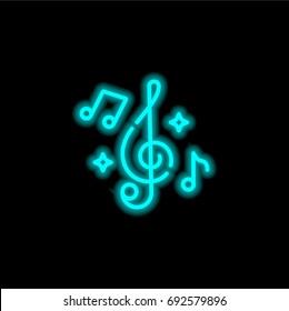 Music Blue Glowing Neon Ui Ux Icon. Glowing Sign Logo Vector