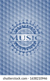 Music blue polygonal emblem. Vector Illustration. Detailed.