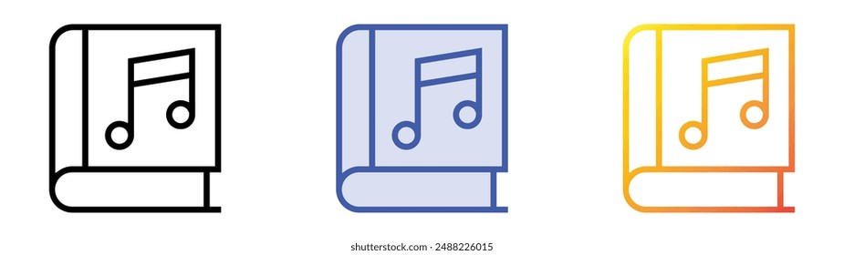 music book icon. Linear, Blue Fill and Gradient Style Design Isolated On White Background