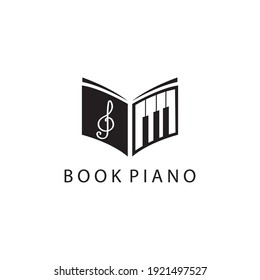 music book logo piano design vector illustration