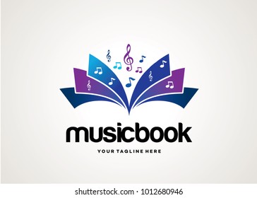 Music Book Logo Template Design Vector, Design Concept, Creative Symbol