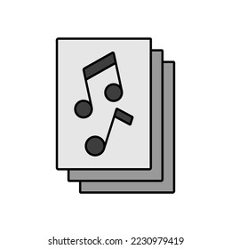 Music book with musical notes color vector grayscale icon. Graph symbol for music and sound web site and apps design, logo, app, UI