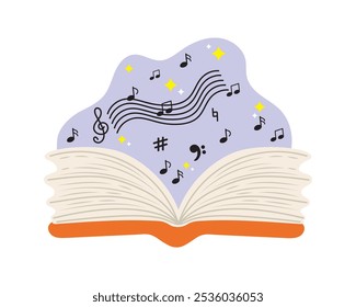 Musikbuch öffnen Vektor, studieren Musik Clip Art Bild, Musik Wissen Illustration Vektor.