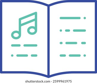 Music book outline dual color vector illustration icon design
