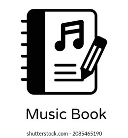 Music book in solid design icon 