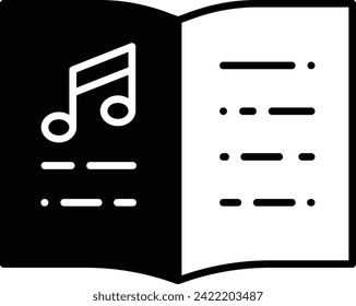 Music book solid glyph vector illustration