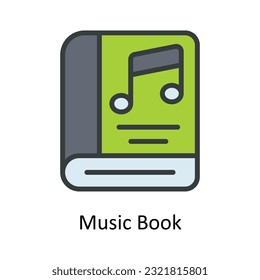 Music Book Vector  Fill outline Icon Design illustration. Multimedia Symbol on White background EPS 10 File