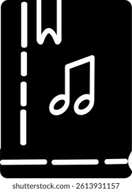 Music book vector icon. Audio book with musical notes vector icon. Vector graphics and not AI. Symbol, logo illustration. Replaceable vector design.