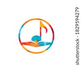 Music book vector logo design. Book and music note icon design.	