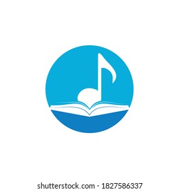 Music book vector logo design. Book and music note icon design.