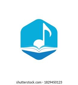 Music book vector logo design. Book and music note icon design.