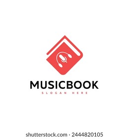 Music book vector logo template
