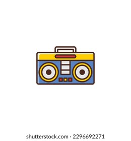 Music Boombox Filled Color Icon - Happy New Year Party Vector Illustration.