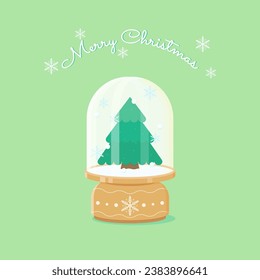 music box with christmas tree, vector illustration