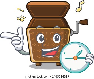 music box with clock isolated with the cartoon