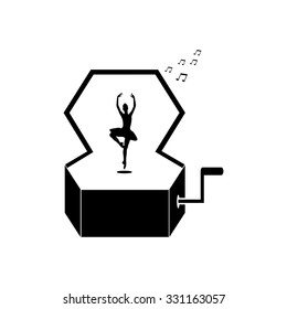 Music Box with a Dancing Ballerina vector. Universal icon to use in web and mobile UI