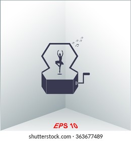 Music Box with a Dancing Ballerina vector icon.