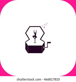 Music Box with a Dancing Ballerina vector icon on white background.