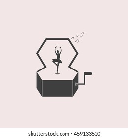 Music Box with a Dancing Ballerina web icon. Isolated illustration