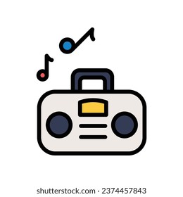 Musikkasten-Symbol einzeln auf weißem Hintergrund, Vektorgrafik