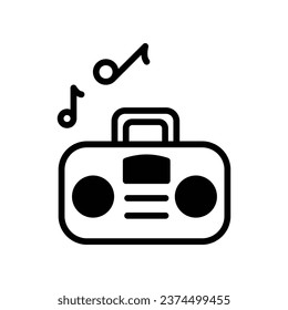 Icono de caja de música aislar ilustración de material vectorial de fondo blanco