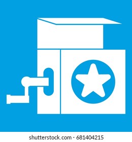 Music box icon white isolated on blue background vector illustration