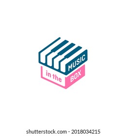 Music Box Logo, Stylized piano keyboard logo and design element. Musical theme design concept