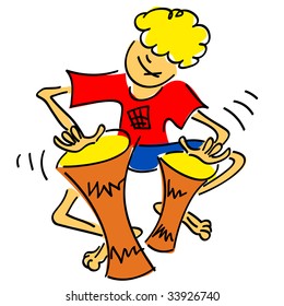 Music boy with drums - Vector
