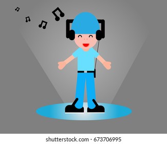 Music Boy, Flat Character vector