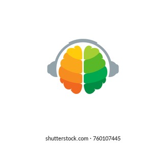 Music Brain Icon Logo Design Element