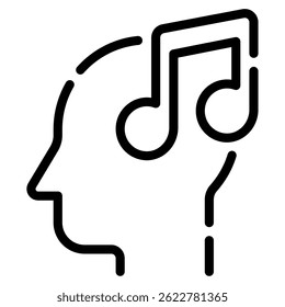 Icono del cerebro de la música, para el Web, el App, la infografía, etc