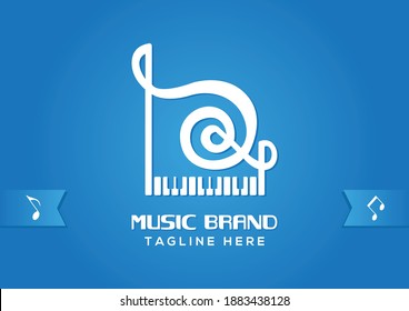 Music Brand Logo in piano shape with letter Q