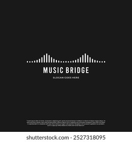 Music bridge logo, sound wave combine with bridge logo concept 