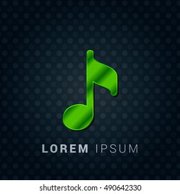 Music Bright Green chromium precious metallic 3D Icon / Logo Design