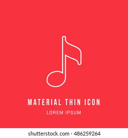 Music Bright red material designed line thin flat icon / logo