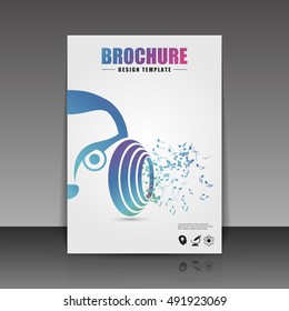 Music brochure cover design. Flyer, poster, booklet template. Vector illustration