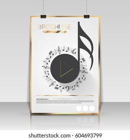 Music brochure cover design. Flyer, poster, booklet template. Vector illustration