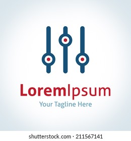 Music button equalizer dark and red vector logo logotype icon