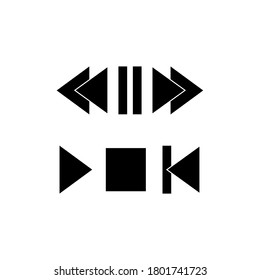 Music button flat icon set. Media player element collection. Vector illustration isolated on white.
