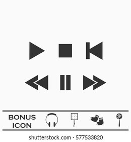 Music button icon flat. Black pictogram on white background. Vector illustration symbol and bonus button