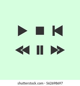 Music button icon flat. Grey vector symbol on green background