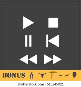 Music button icon flat. Simple vector symbol and bonus icon